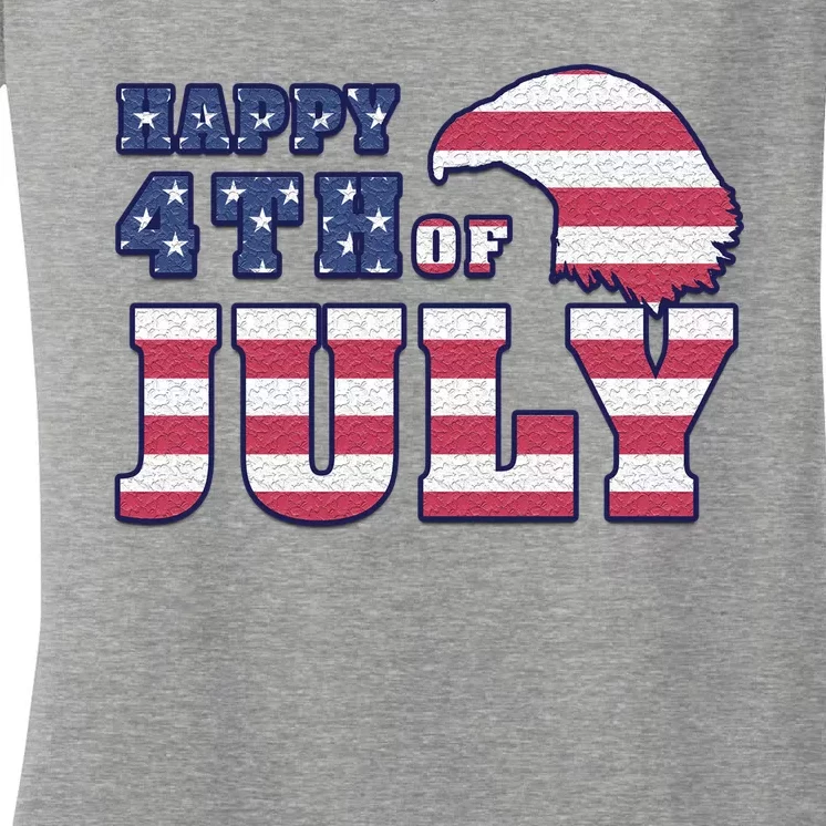 Happy 4th Of July Eagle American Women's V-Neck T-Shirt