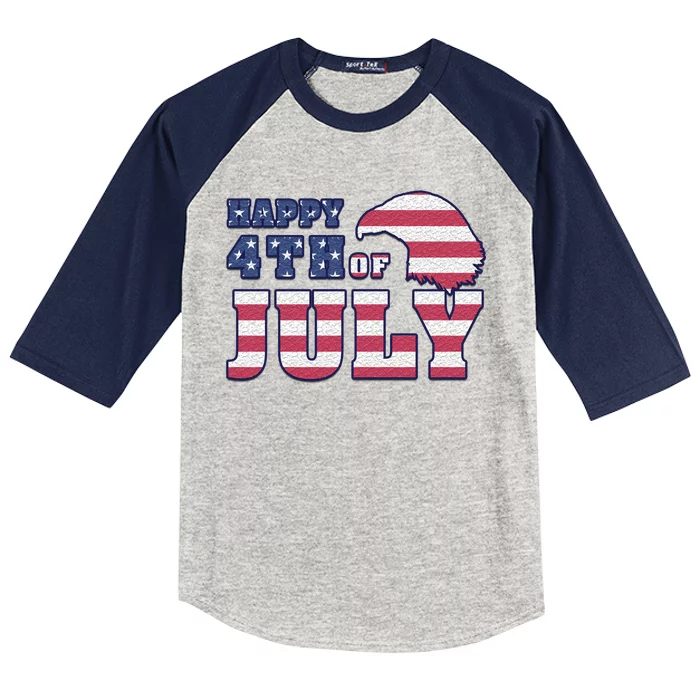 Happy 4th Of July Eagle American Kids Colorblock Raglan Jersey