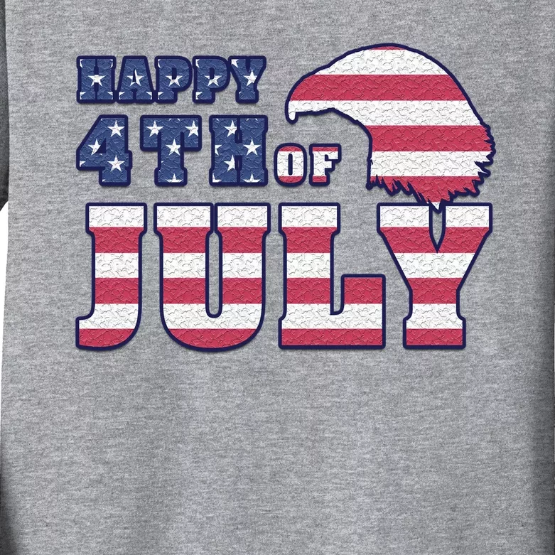 Happy 4th Of July Eagle American Kids Long Sleeve Shirt