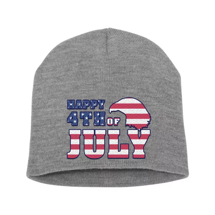 Happy 4th Of July Eagle American Short Acrylic Beanie