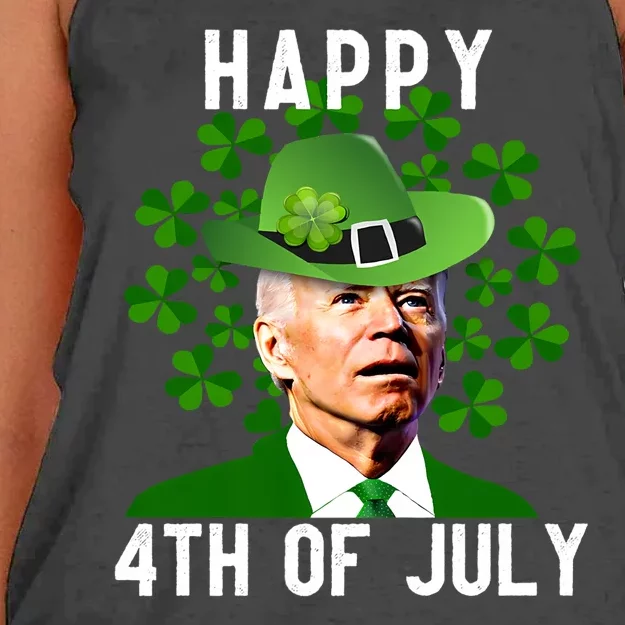 Happy 4th Of July Confused Funny Joe Biden St Patricks Day Women's Knotted Racerback Tank