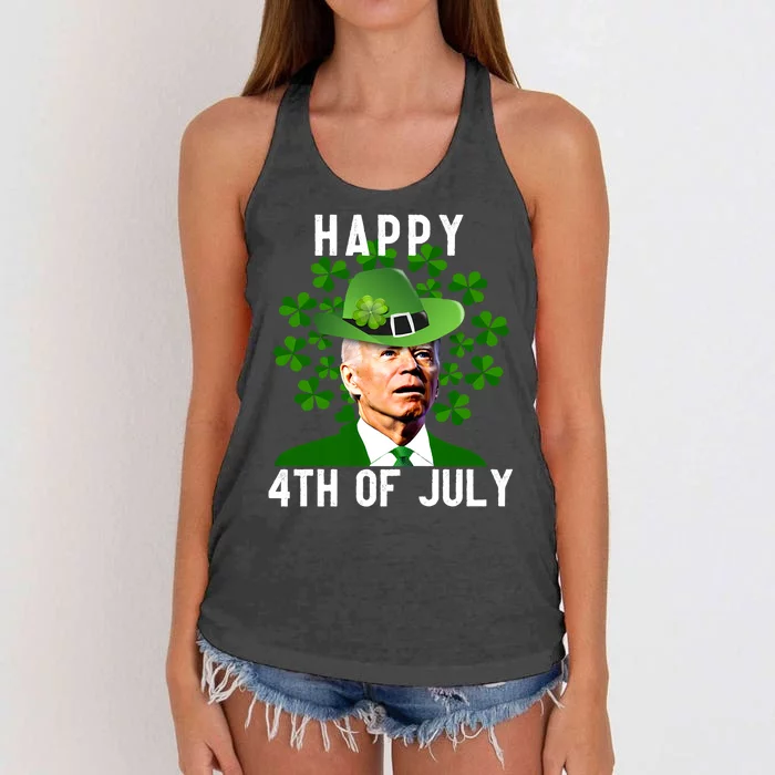 Happy 4th Of July Confused Funny Joe Biden St Patricks Day Women's Knotted Racerback Tank