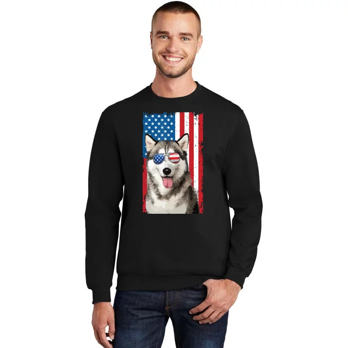 Husky 4th Of July Men Siberian Husky Dog Love Owner Huskies Tall Sweatshirt