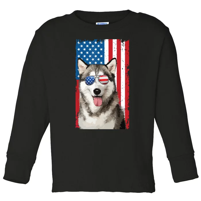 Husky 4th Of July Men Siberian Husky Dog Love Owner Huskies Toddler Long Sleeve Shirt