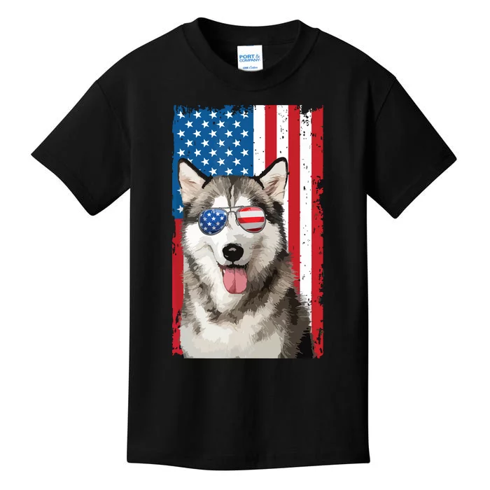 Husky 4th Of July Men Siberian Husky Dog Love Owner Huskies Kids T-Shirt