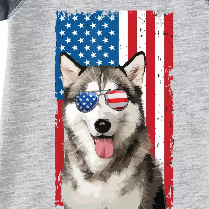 Husky 4th Of July Men Siberian Husky Dog Love Owner Huskies Infant Baby Jersey Bodysuit