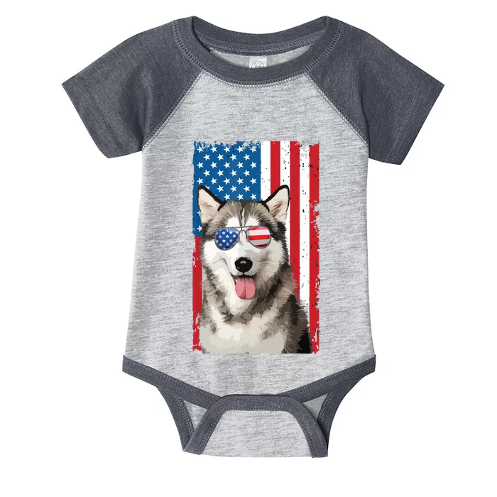 Husky 4th Of July Men Siberian Husky Dog Love Owner Huskies Infant Baby Jersey Bodysuit