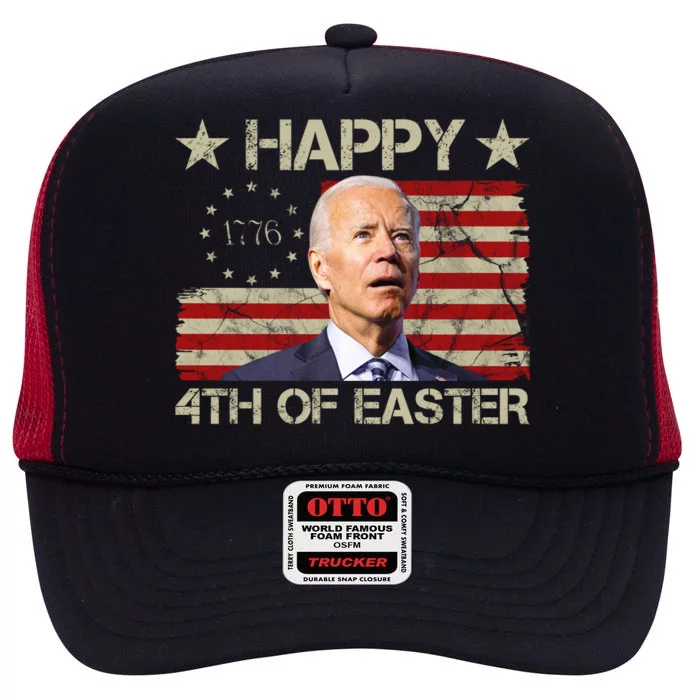 Happy 4th Of Easter Funny Usa Anti Biden High Crown Mesh Trucker Hat