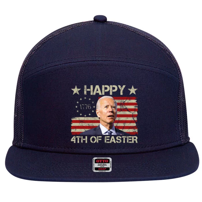 Happy 4th Of Easter Funny Usa Anti Biden 7 Panel Mesh Trucker Snapback Hat