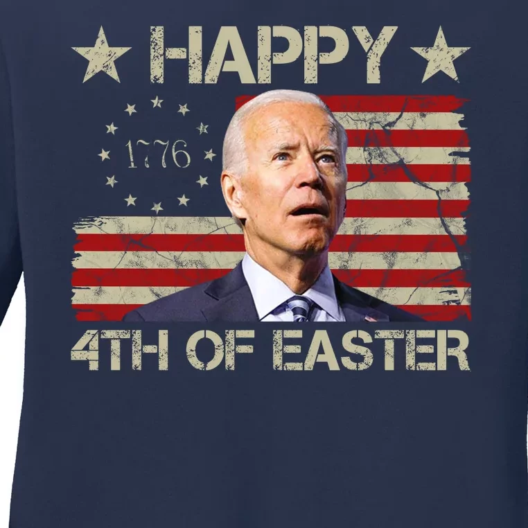 Happy 4th Of Easter Funny Usa Anti Biden Ladies Long Sleeve Shirt