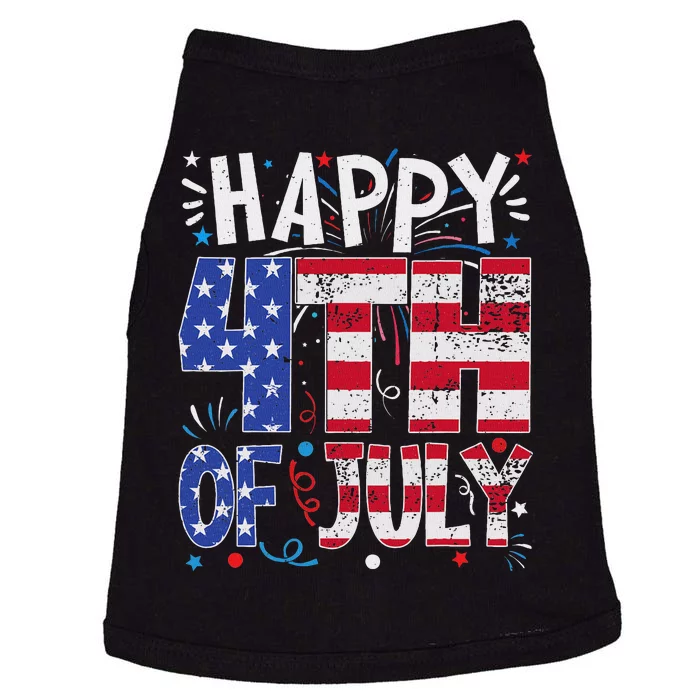 Happy 4th Of July Patriotic American Us Flag 4th Of July Doggie Tank