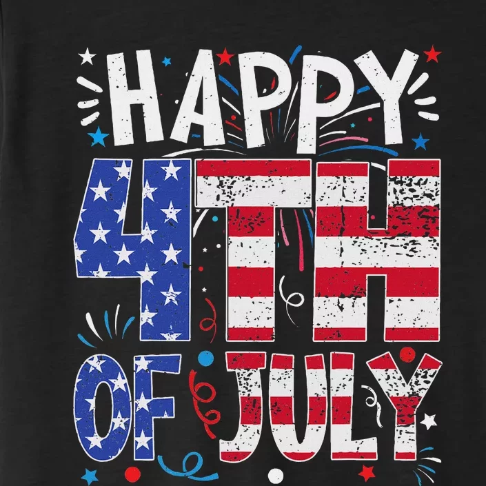 Happy 4th Of July Patriotic American Us Flag 4th Of July ChromaSoft Performance T-Shirt