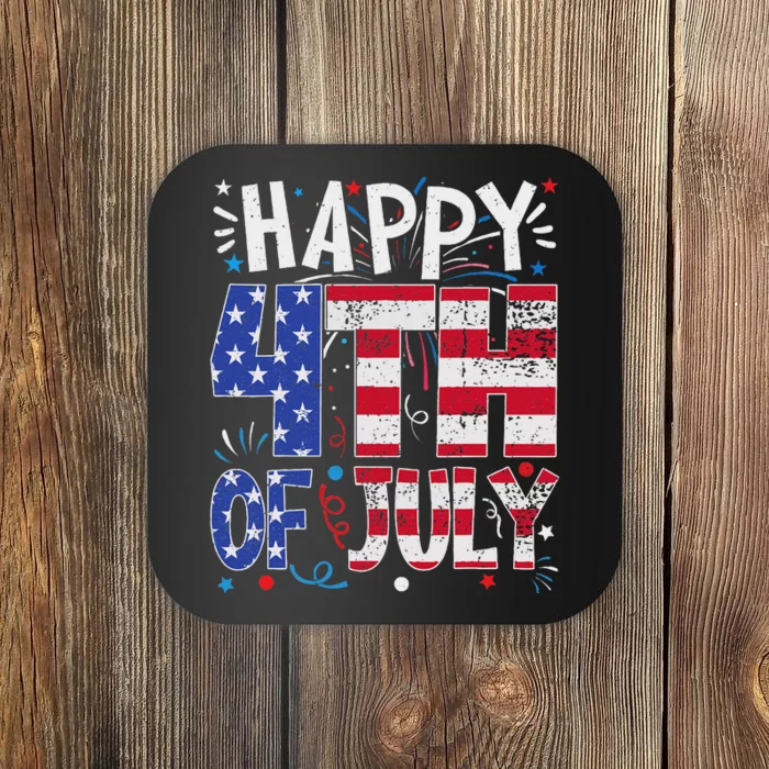 Happy 4th Of July Patriotic American Us Flag 4th Of July Coaster