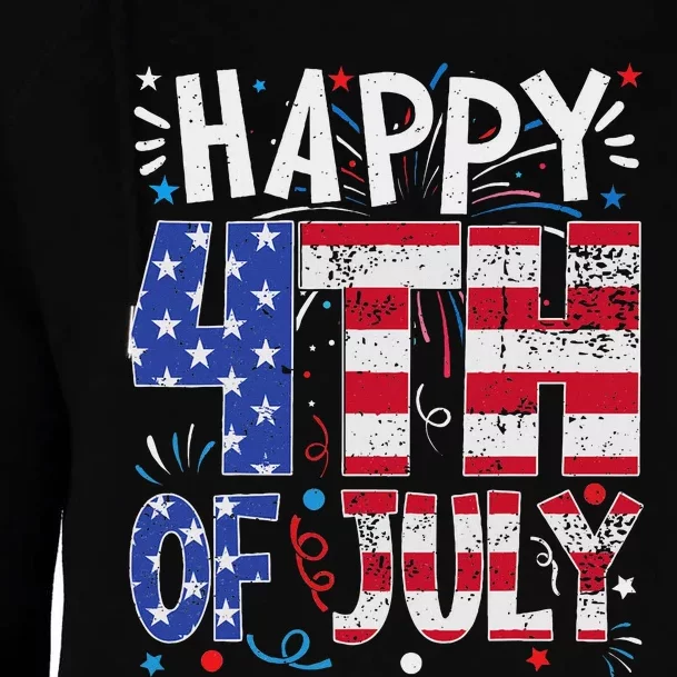 Happy 4th Of July Patriotic American Us Flag 4th Of July Womens Funnel Neck Pullover Hood