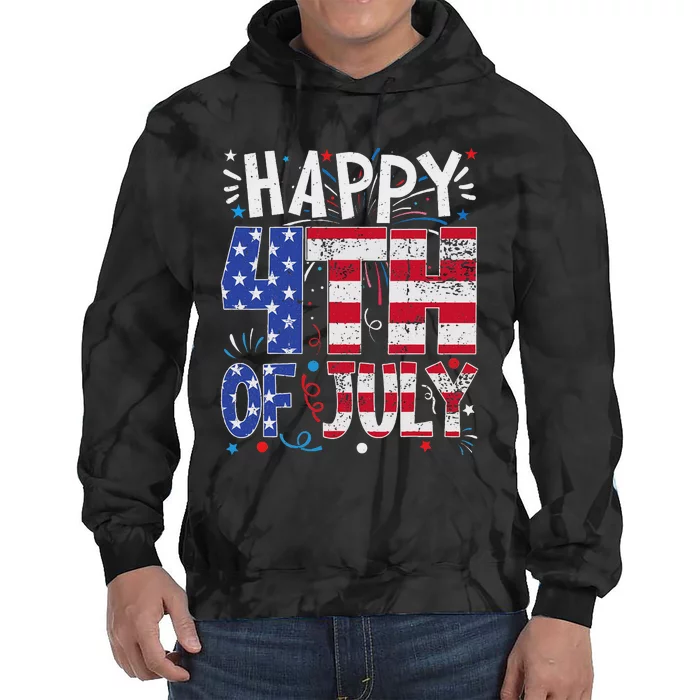 Happy 4th Of July Patriotic American Us Flag 4th Of July Tie Dye Hoodie