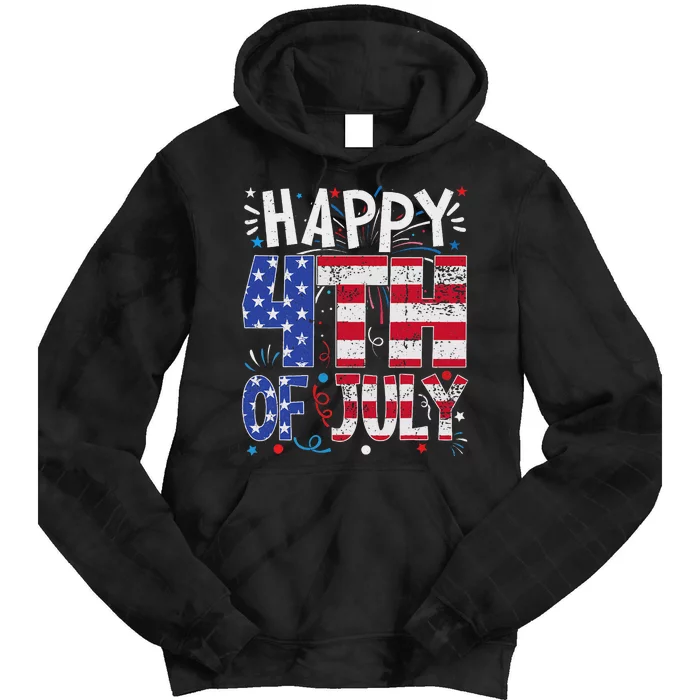 Happy 4th Of July Patriotic American Us Flag 4th Of July Tie Dye Hoodie