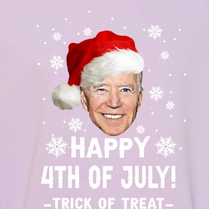 Happy 4th Of July Funny Joe Biden Christmas Ugly Gift Garment-Dyed Sweatshirt