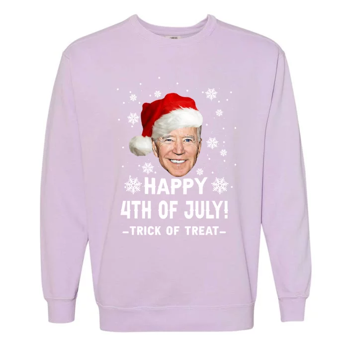 Happy 4th Of July Funny Joe Biden Christmas Ugly Gift Garment-Dyed Sweatshirt