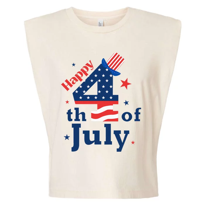 Happy 4th Of July Patriotic American Us Flag Garment-Dyed Women's Muscle Tee