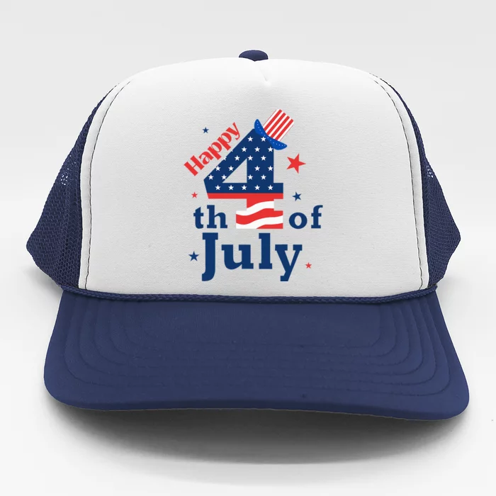 Happy 4th Of July Patriotic American Us Flag Trucker Hat