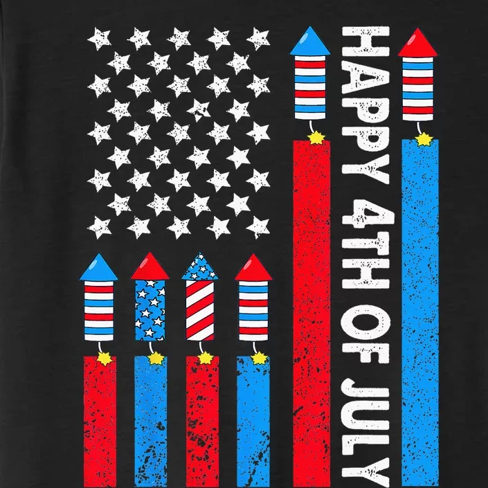 Happy 4th Of July American Flag Fireworks ChromaSoft Performance T-Shirt