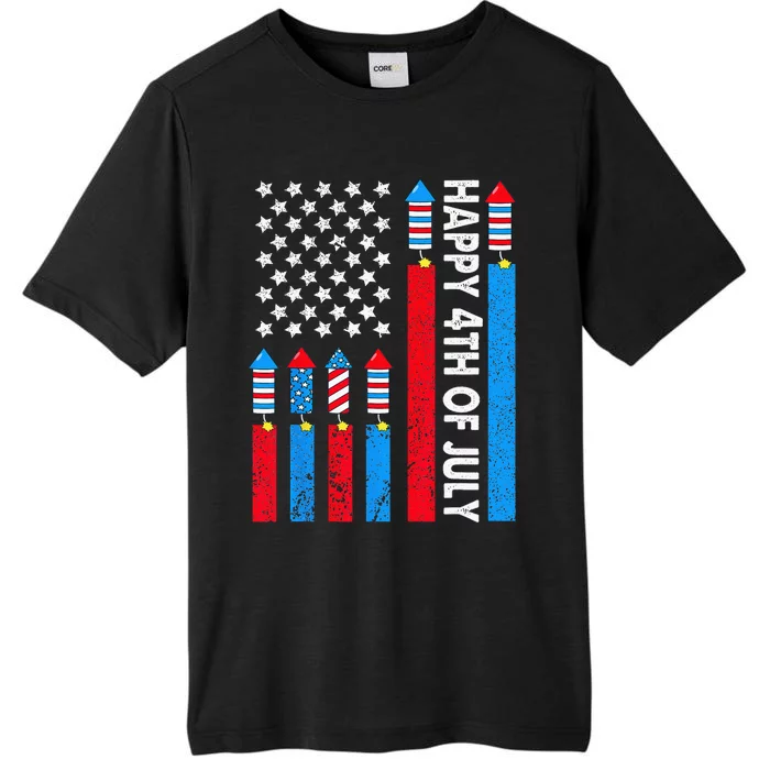 Happy 4th Of July American Flag Fireworks ChromaSoft Performance T-Shirt