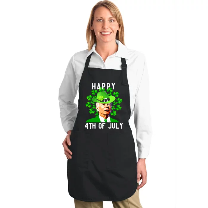 Happy 4th Of July Funny Joe Biden St Patricks Day Full-Length Apron With Pocket