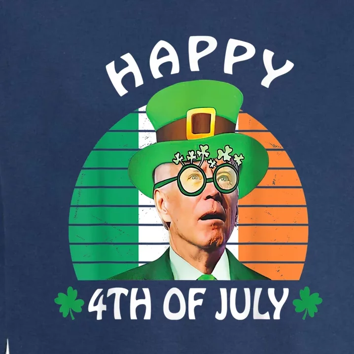 Happy 4th Of July Joe Biden Leprechaun St Patrick's Day Garment-Dyed Sweatshirt