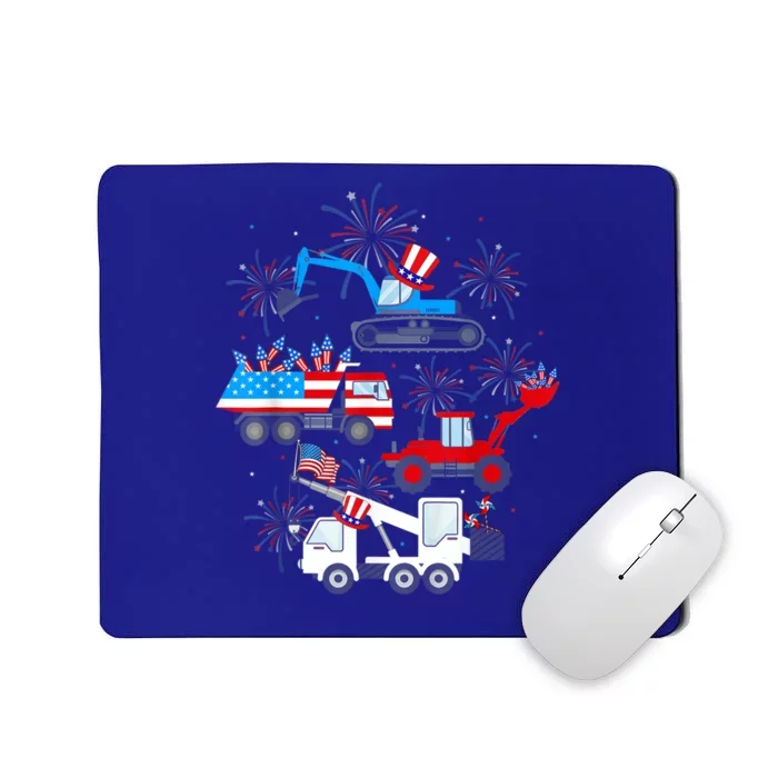 Happy 4th Of July Crane Truck Construction Toddler Boys Mousepad