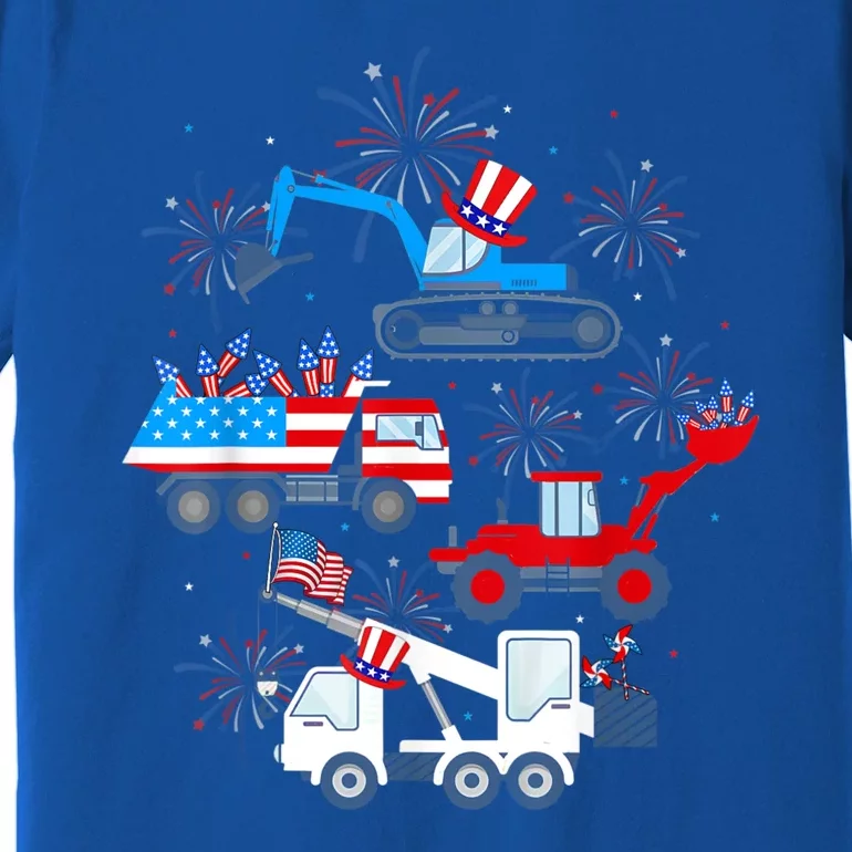 Happy 4th Of July Crane Truck Construction Toddler Boys Premium T-Shirt