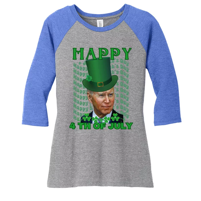 Happy 4th Of July Confused Funny Joe Biden St Patrick Day Gift Women's Tri-Blend 3/4-Sleeve Raglan Shirt