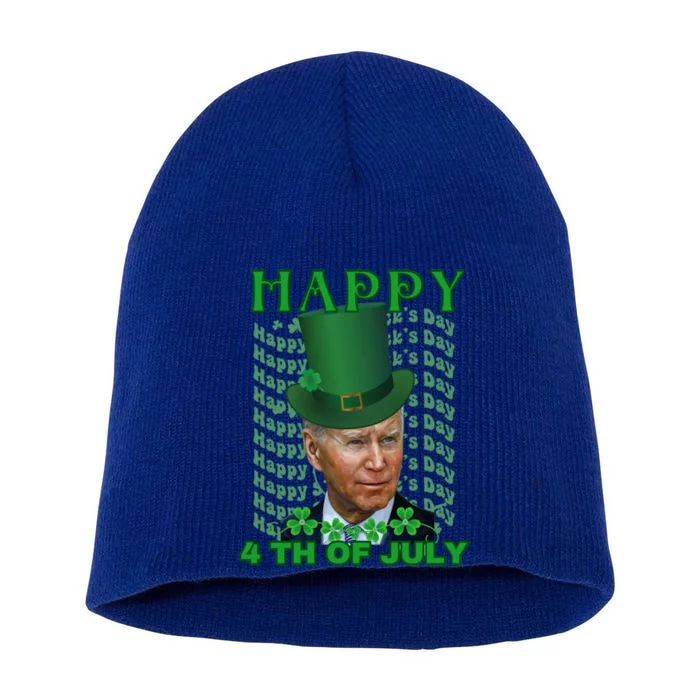 Happy 4th Of July Confused Funny Joe Biden St Patrick Day Gift Short Acrylic Beanie