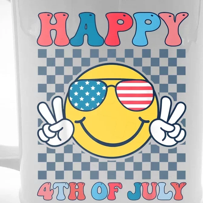 Happy 4th Of July Smile Sunglasses Patriotic American Flag Front & Back Beer Stein