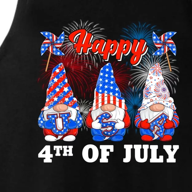 Happy 4th Of July Fireworks Patriotic Usa Gnomes Lovers Gift Ladies Tri-Blend Wicking Tank