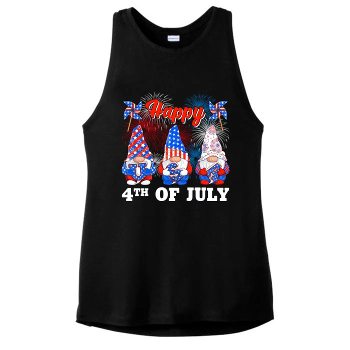 Happy 4th Of July Fireworks Patriotic Usa Gnomes Lovers Gift Ladies Tri-Blend Wicking Tank