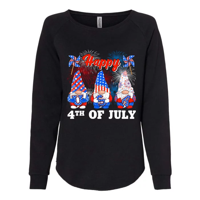 Happy 4th Of July Fireworks Patriotic Usa Gnomes Lovers Gift Womens California Wash Sweatshirt