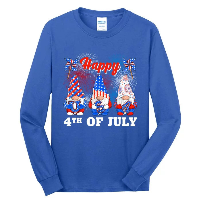 Happy 4th Of July Fireworks Patriotic Usa Gnomes Lovers Gift Tall Long Sleeve T-Shirt