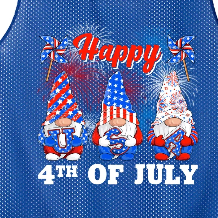 Happy 4th Of July Fireworks Patriotic Usa Gnomes Lovers Gift Mesh Reversible Basketball Jersey Tank