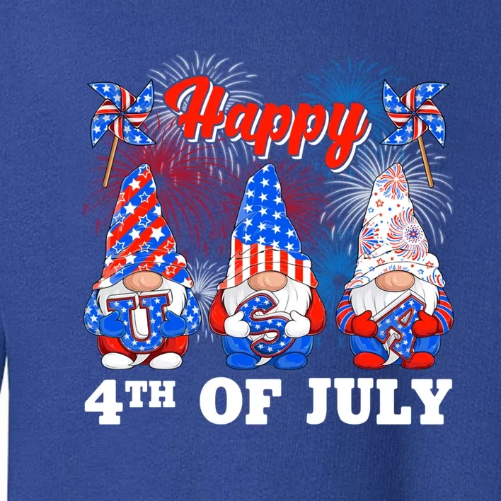 Happy 4th Of July Fireworks Patriotic Usa Gnomes Lovers Cool Gift Toddler Sweatshirt