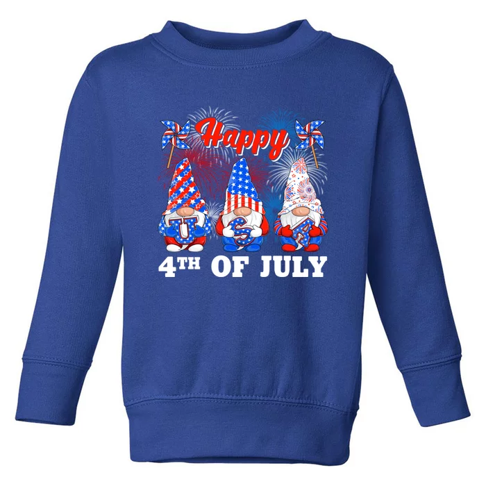 Happy 4th Of July Fireworks Patriotic Usa Gnomes Lovers Cool Gift Toddler Sweatshirt