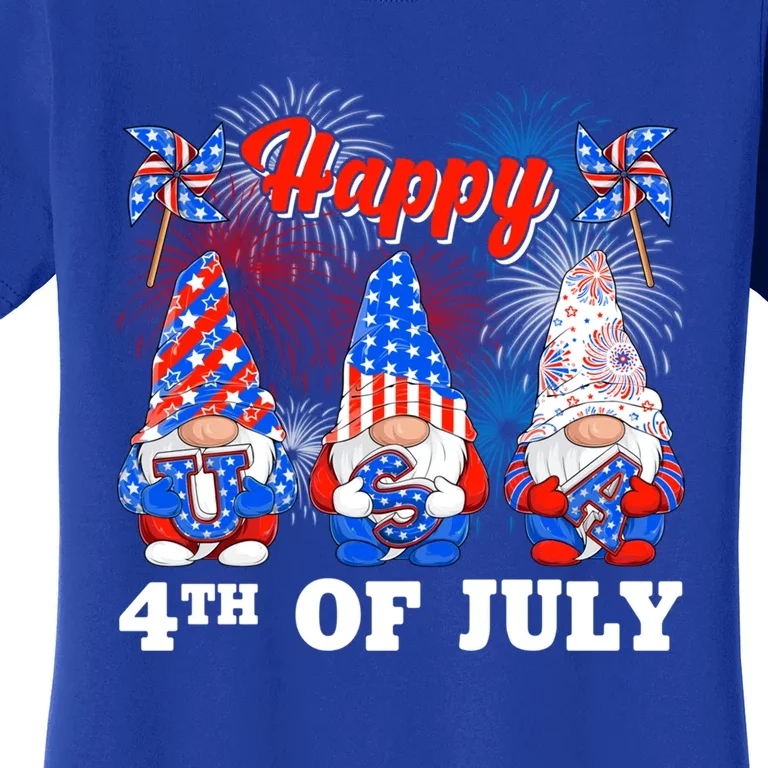 Happy 4th Of July Fireworks Patriotic Usa Gnomes Lovers Cool Gift Women's T-Shirt