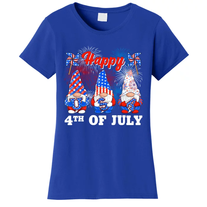 Happy 4th Of July Fireworks Patriotic Usa Gnomes Lovers Cool Gift Women's T-Shirt