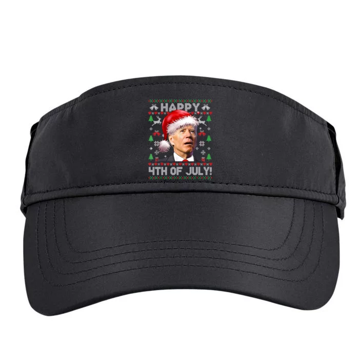 Happy 4th Of July Merry Santa Hat Biden Ugly Christmas Adult Drive Performance Visor