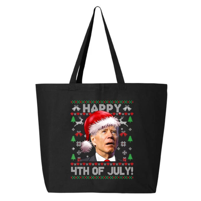 Happy 4th Of July Merry Santa Hat Biden Ugly Christmas 25L Jumbo Tote