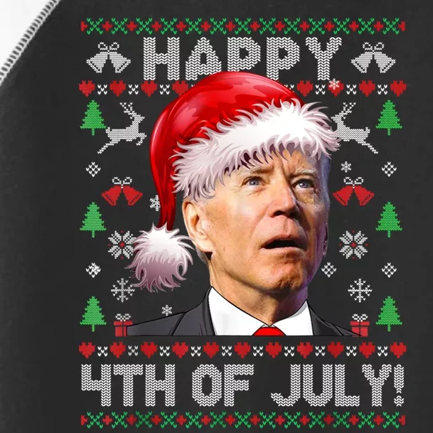 Happy 4th Of July Merry Santa Hat Biden Ugly Christmas Toddler Fine Jersey T-Shirt