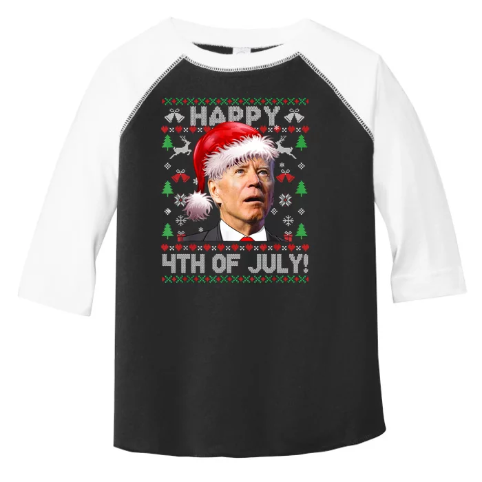 Happy 4th Of July Merry Santa Hat Biden Ugly Christmas Toddler Fine Jersey T-Shirt