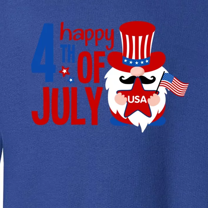 Happy 4th Of July Gnome Usa American Flag Patriotic Gnome Gift Toddler Sweatshirt