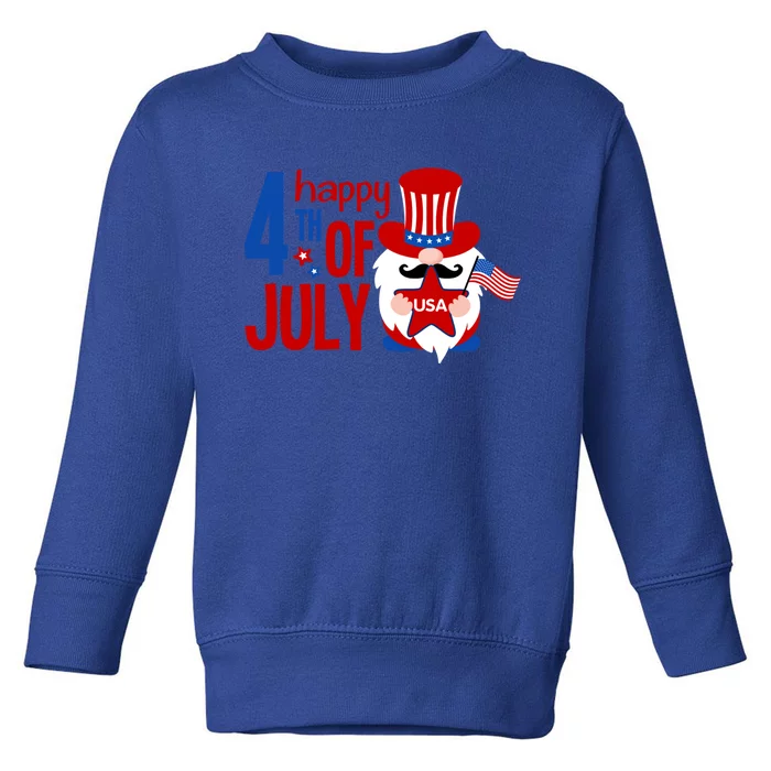 Happy 4th Of July Gnome Usa American Flag Patriotic Gnome Gift Toddler Sweatshirt