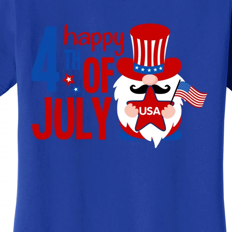 Happy 4th Of July Gnome Usa American Flag Patriotic Gnome Gift Women's T-Shirt