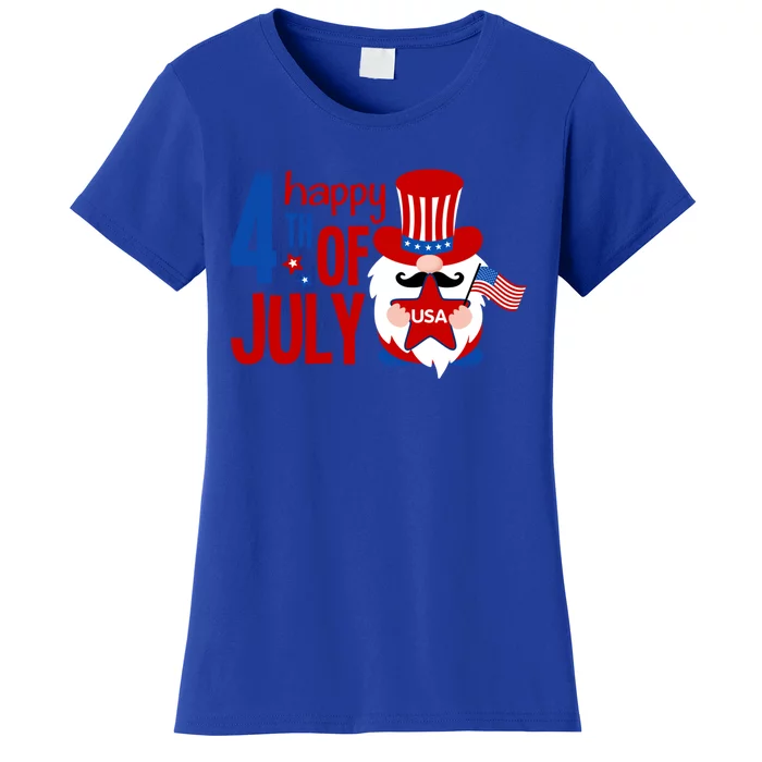 Happy 4th Of July Gnome Usa American Flag Patriotic Gnome Gift Women's T-Shirt